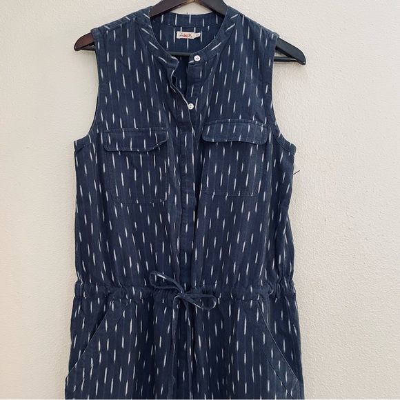 Faherty Saylor Dress Button Up Cotton Midi Midnight IKat Size Medium - Picture 8 of 9